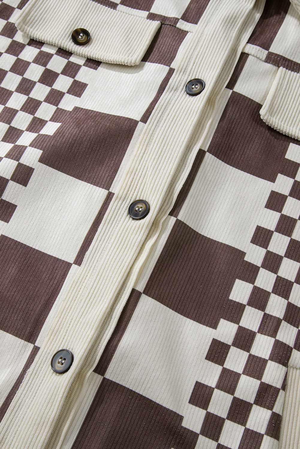 Brown Checkered Corduroy Shacket