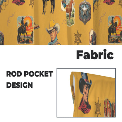 Vintage Cowboy Collage Western Curtains 28" x 40" Made in America