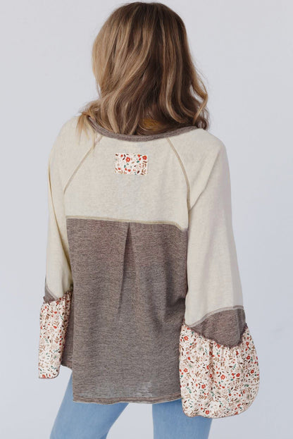 Floral Patchwork Henley Top