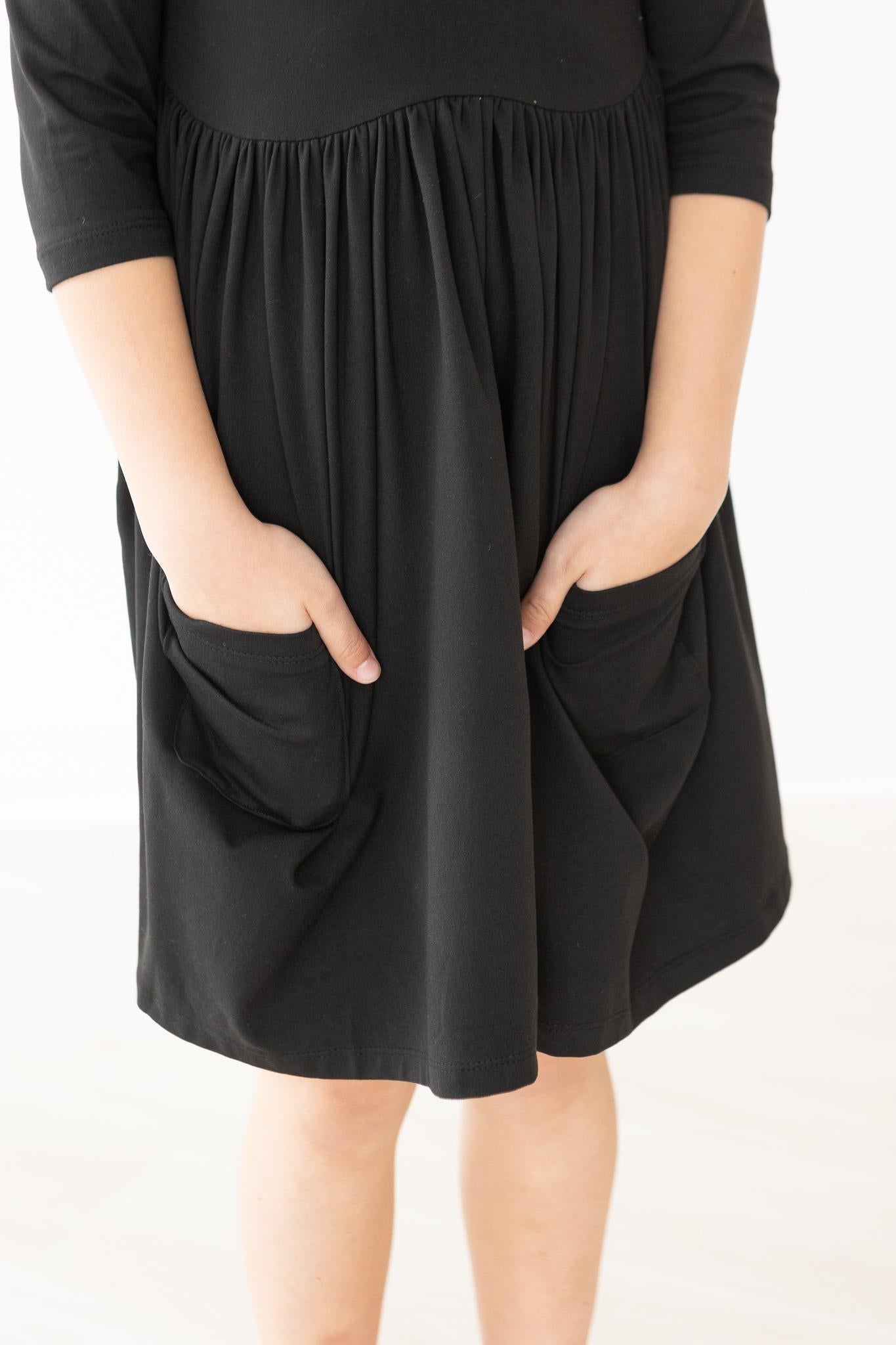 Black 3/4 Pocket Twirl Dress