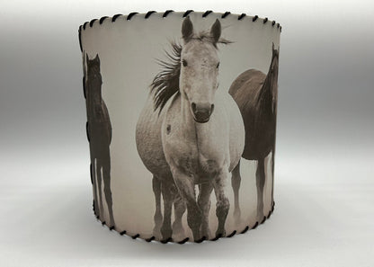 Horses in the Fog Lampshade