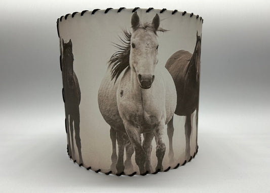 Horses in the Fog Lampshade