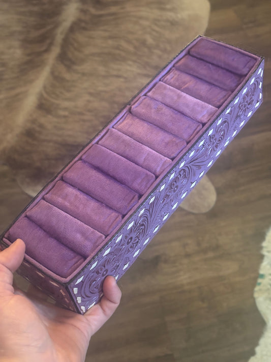 Velvet and Leather Tooled Jewelry Holder- 2 colors!
