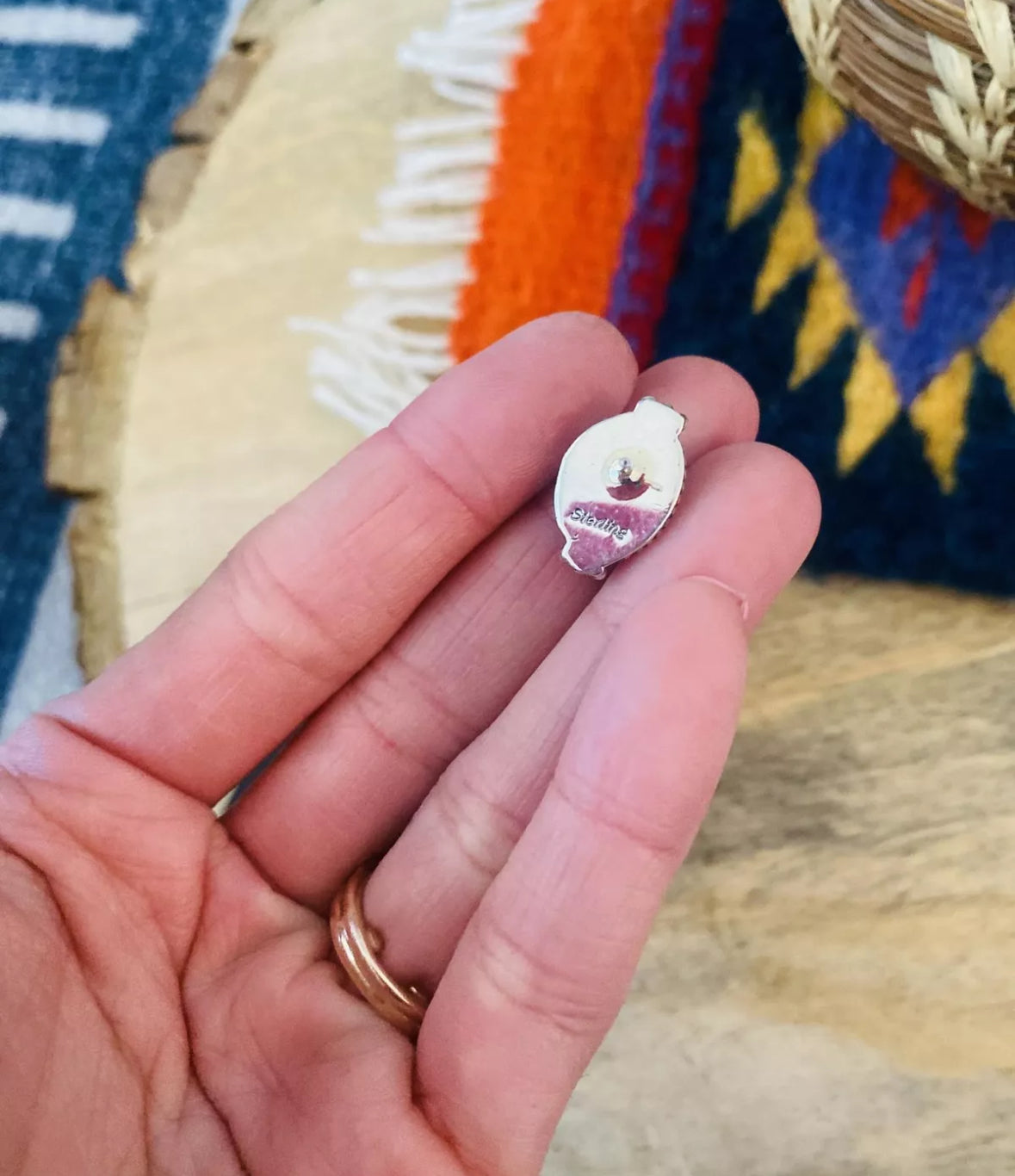 Navajo Kingman Turquoise and Sterling Silver Stud Earrings