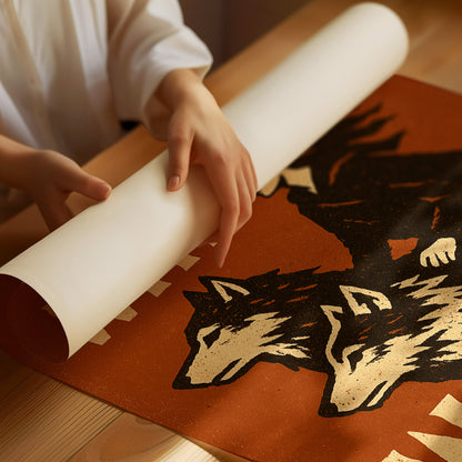 She Rides With Wolves Rustic Art Print