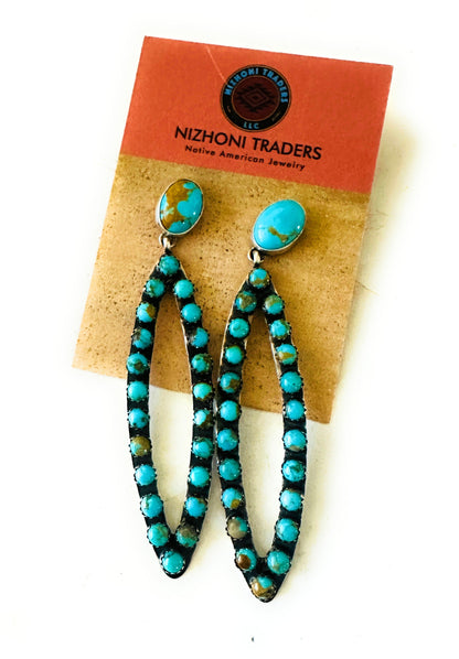 Navajo Sterling Silver & Turquoise Dangle Earrings