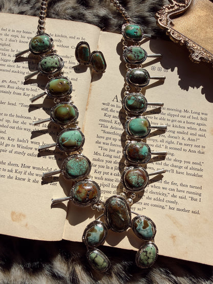 The Sonoran Gold Squash Blossom Necklace with Earrings