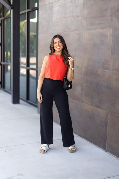 Ready to Ship | The Brooke - Black Wide Leg Full-Length with Pockets - Luxe Leggings by Julia Rose®