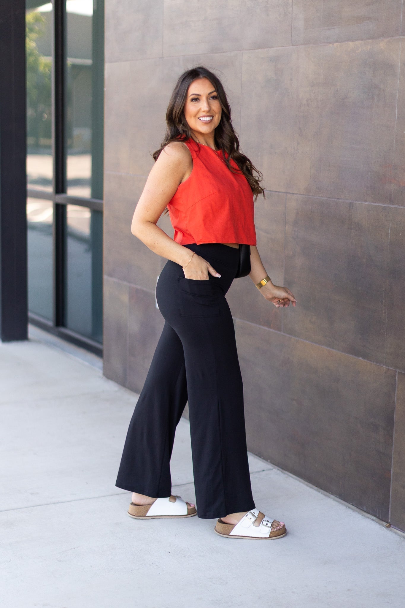Ready to Ship | The Brooke - Black Wide Leg Full-Length with Pockets - Luxe Leggings by Julia Rose®