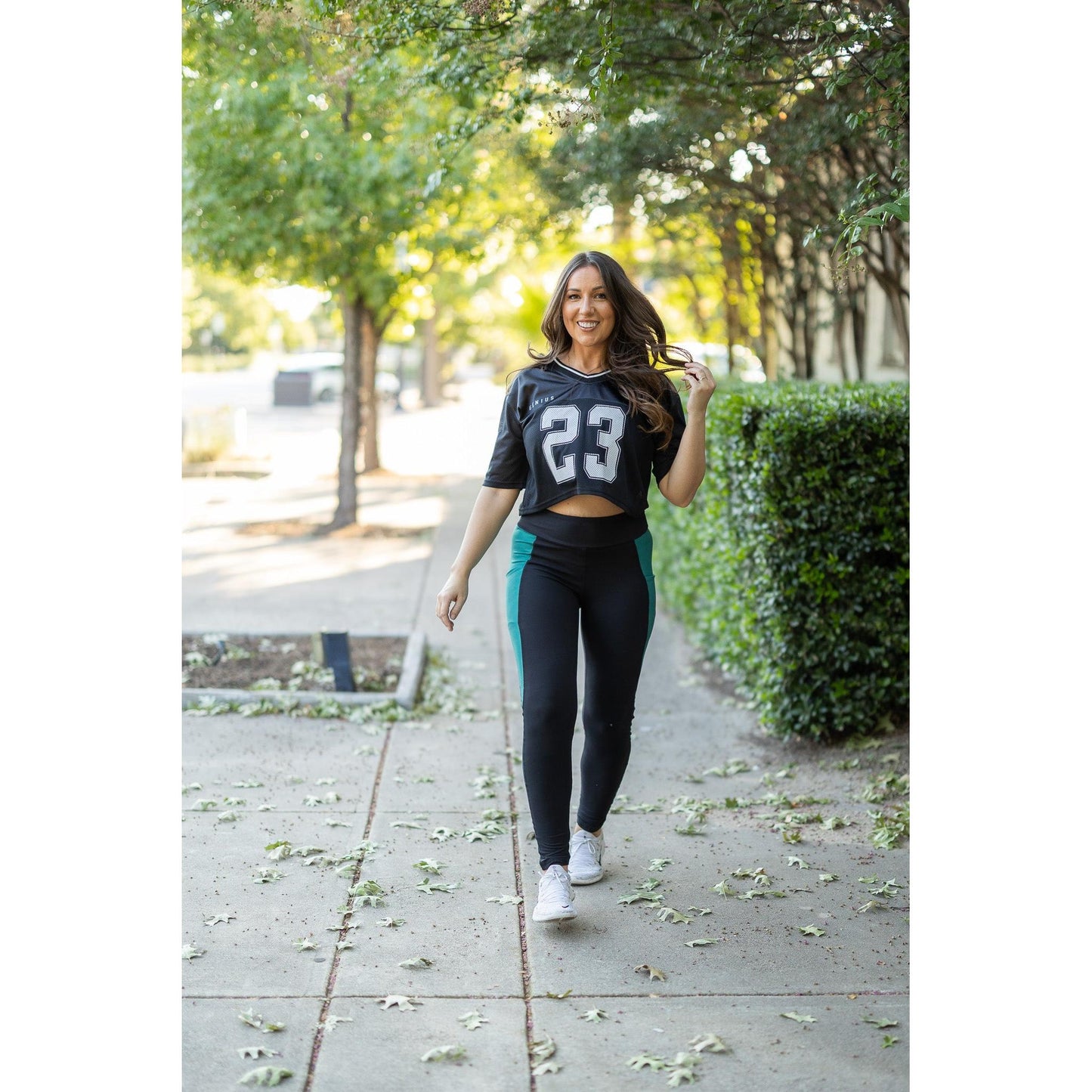 Ready to Ship | The Gracie- Green Panel Full Length Leggings