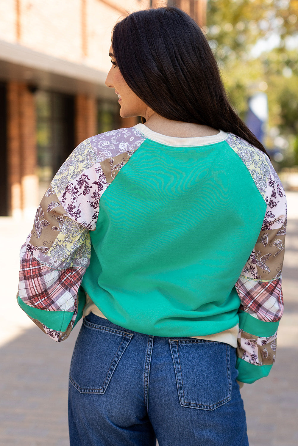 Vintage Paisley Long Sleeve Raglan Top