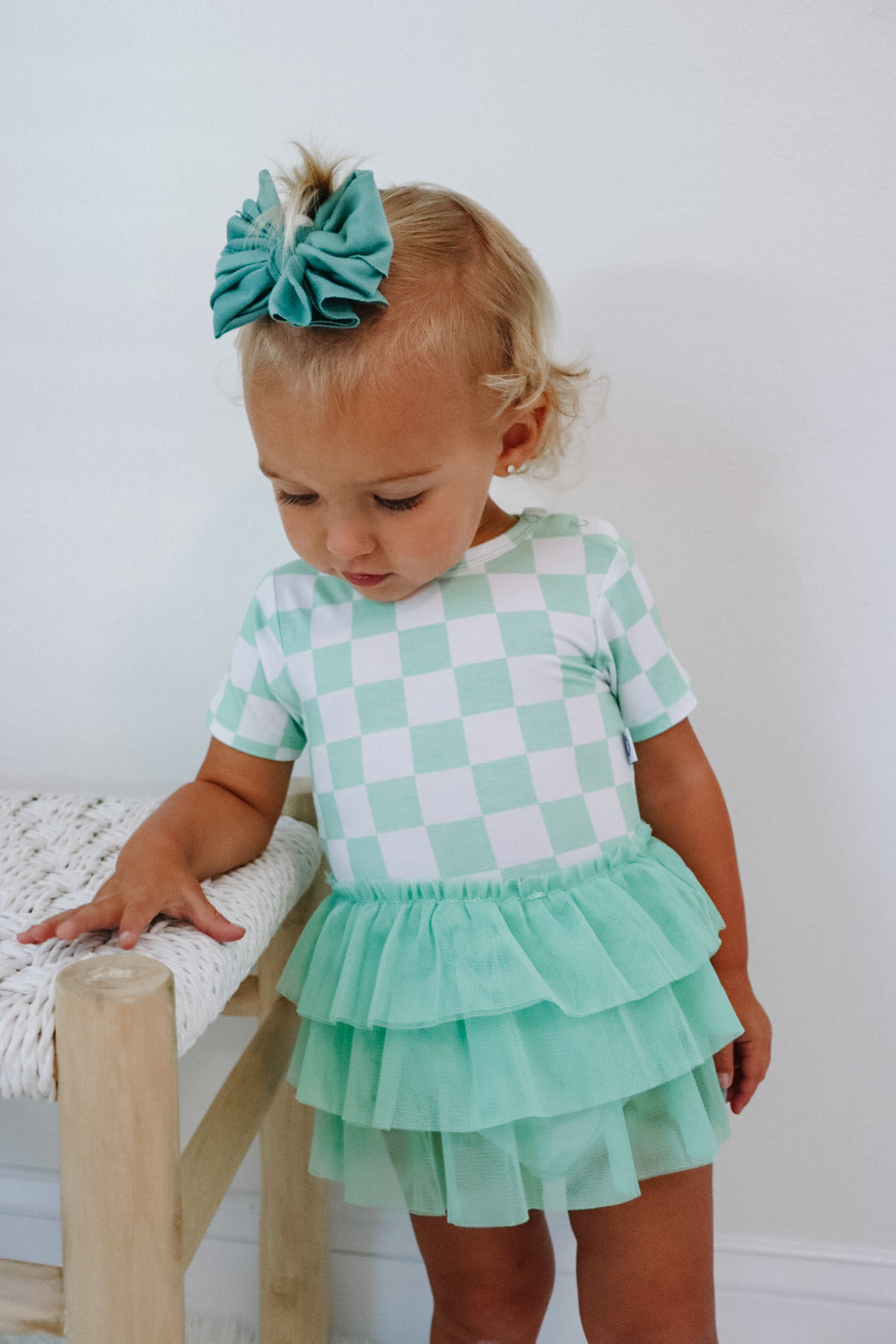 MINT CHECKERS DREAM TUTU BODYSUIT DRESS