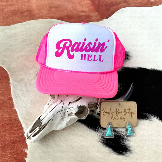 Raisin’ Hell Western Cowgirl  Foam Trucker Hat