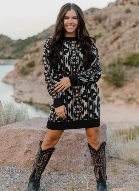 Montana Aztec Sweater Dress