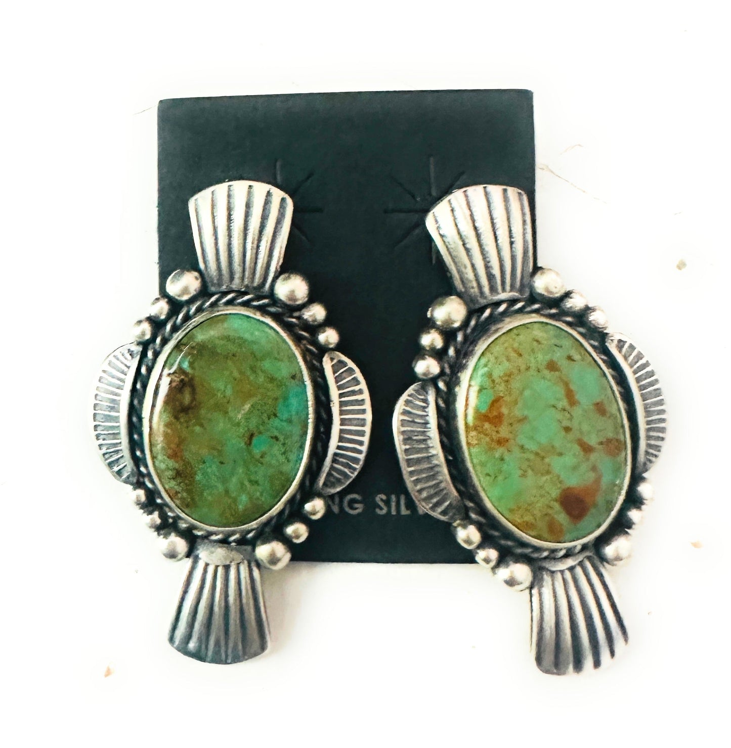 Navajo Royston Turquoise & Sterling Silver Post Earrings