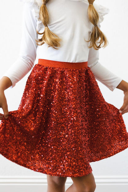 Red Sequin Twirl Skirt