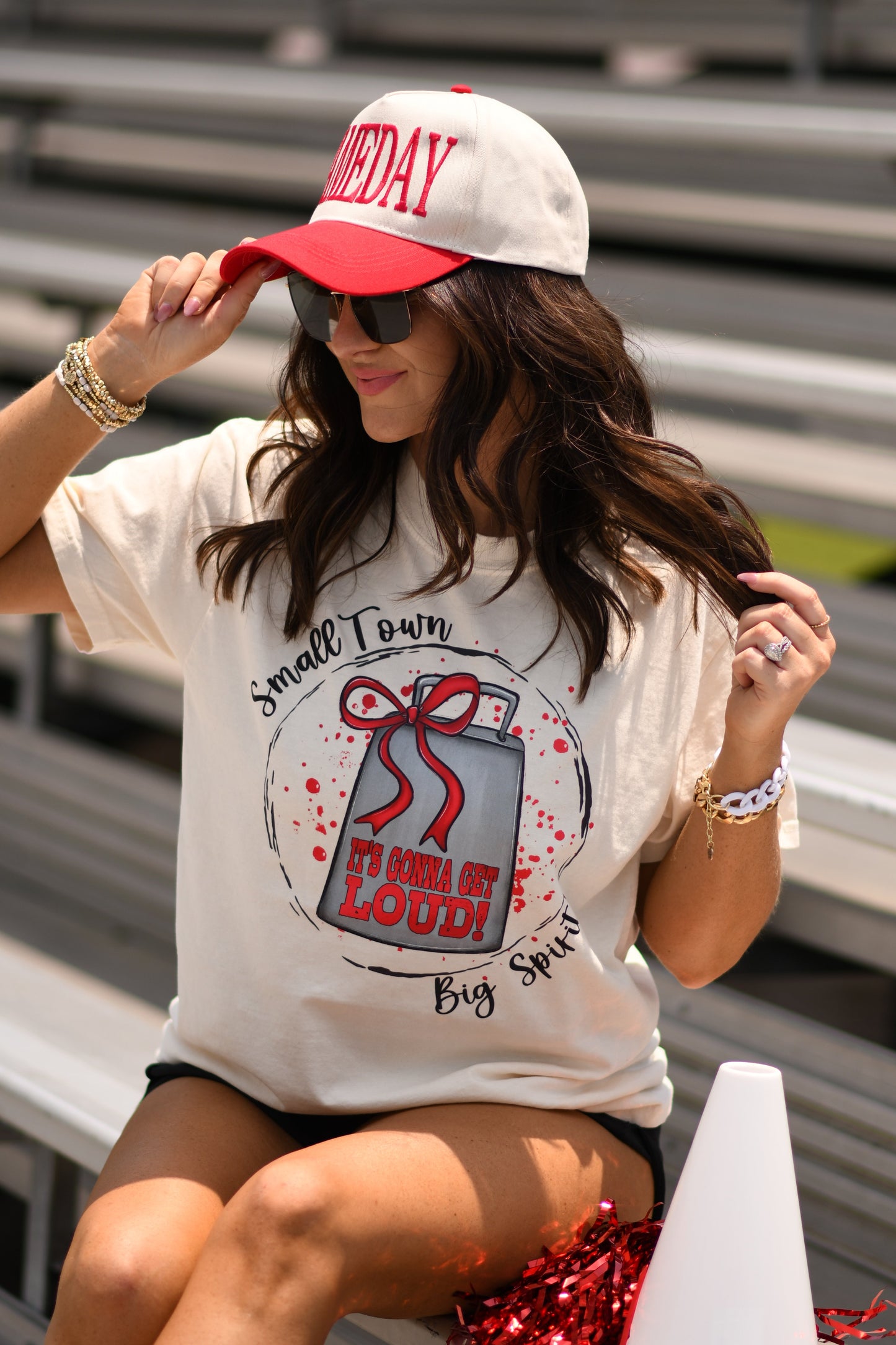 Red Small Town Big Spirit Tee