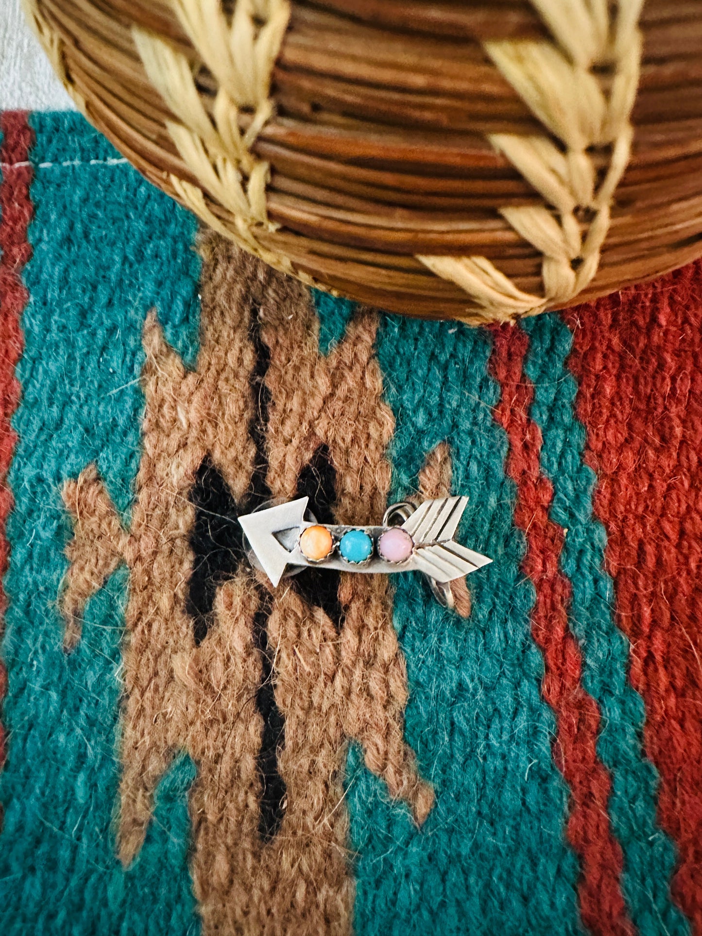 Navajo Multi Stone & Sterling Silver Arrow Earring