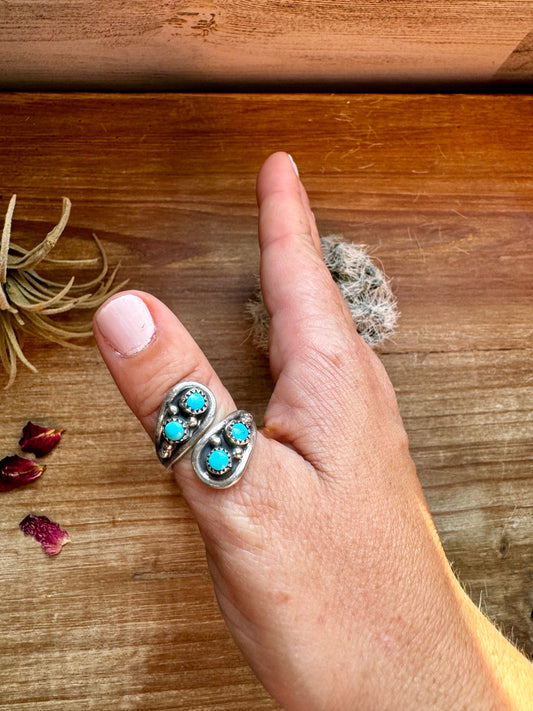 Ring adjustsble - turquoise and sterling silver