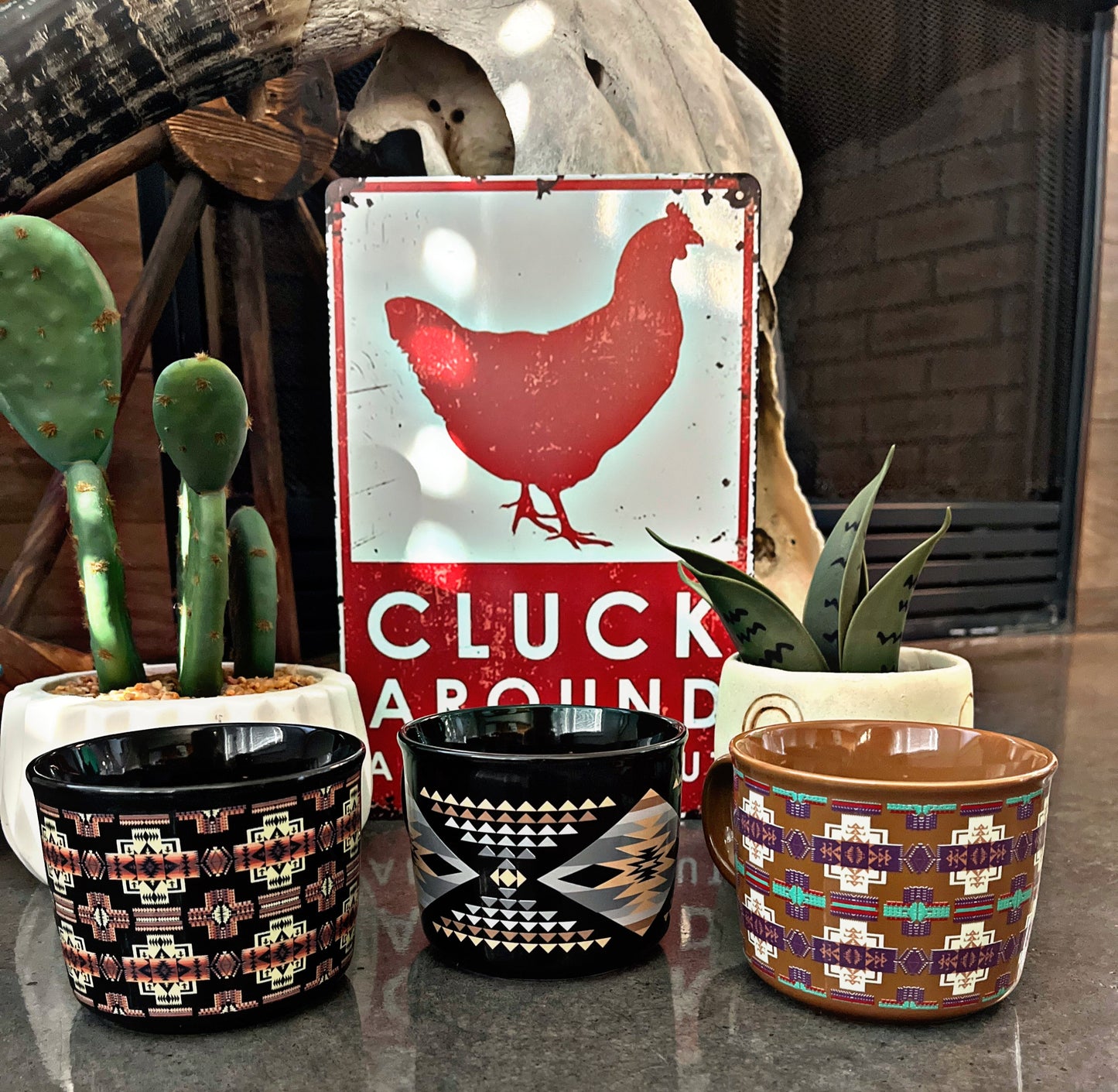 Ceramic Aztec Coffee Mugs - 10.5 oz