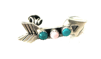 Navajo Turquoise, Queen Pink Conch & Sterling Silver Arrow Earring