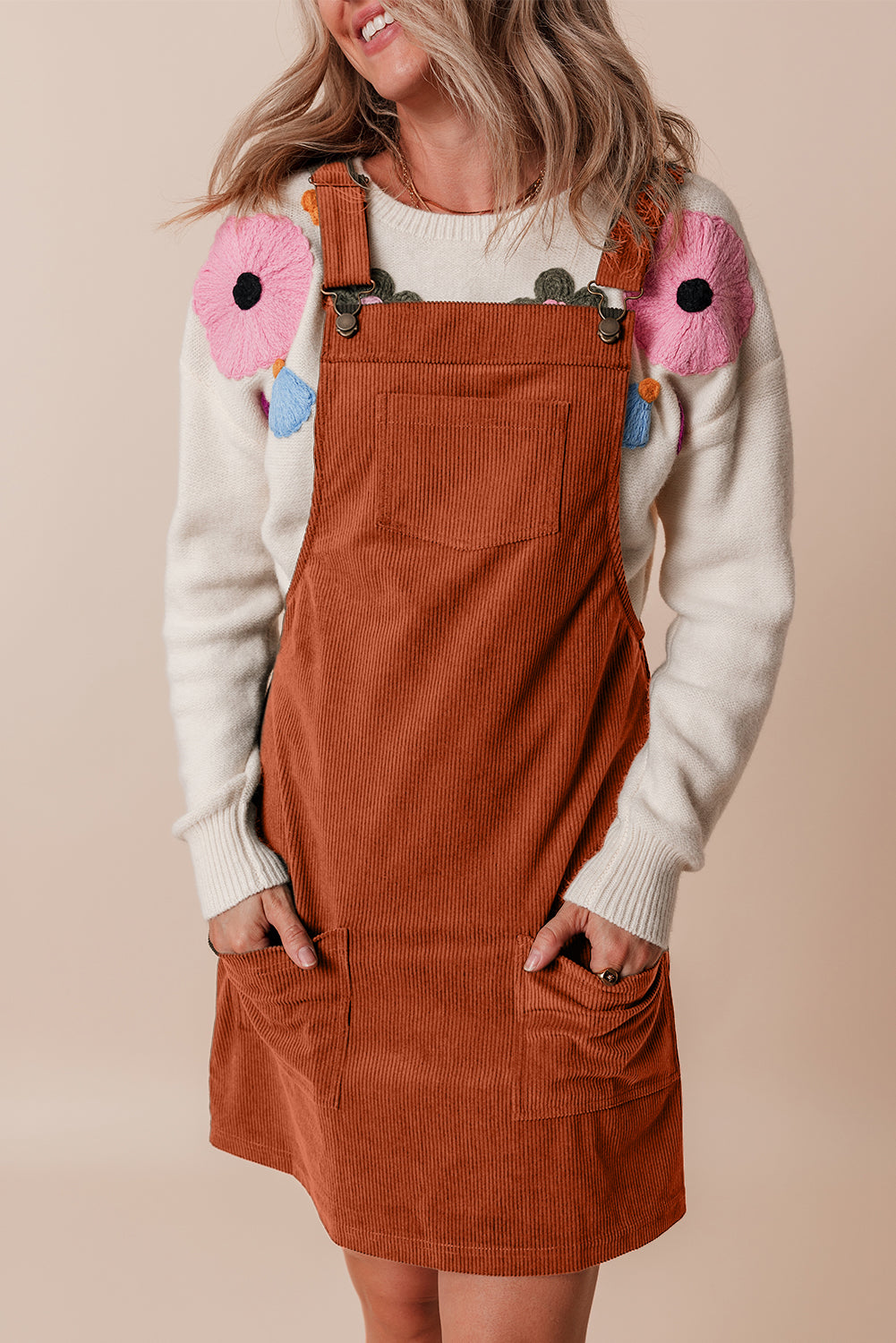 Cinnamon Corduroy Overall Dress