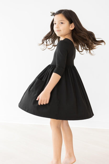 Black 3/4 Pocket Twirl Dress