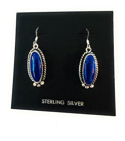 Navajo Lapis and Sterling Silver Dangle Earrings