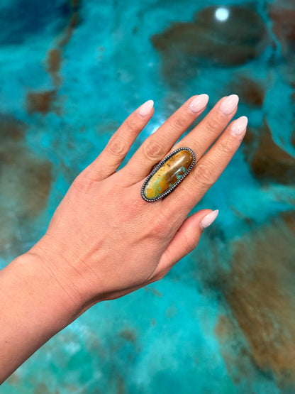 MJ Turquoise Ring – Sterling Silver Adjustable Band
