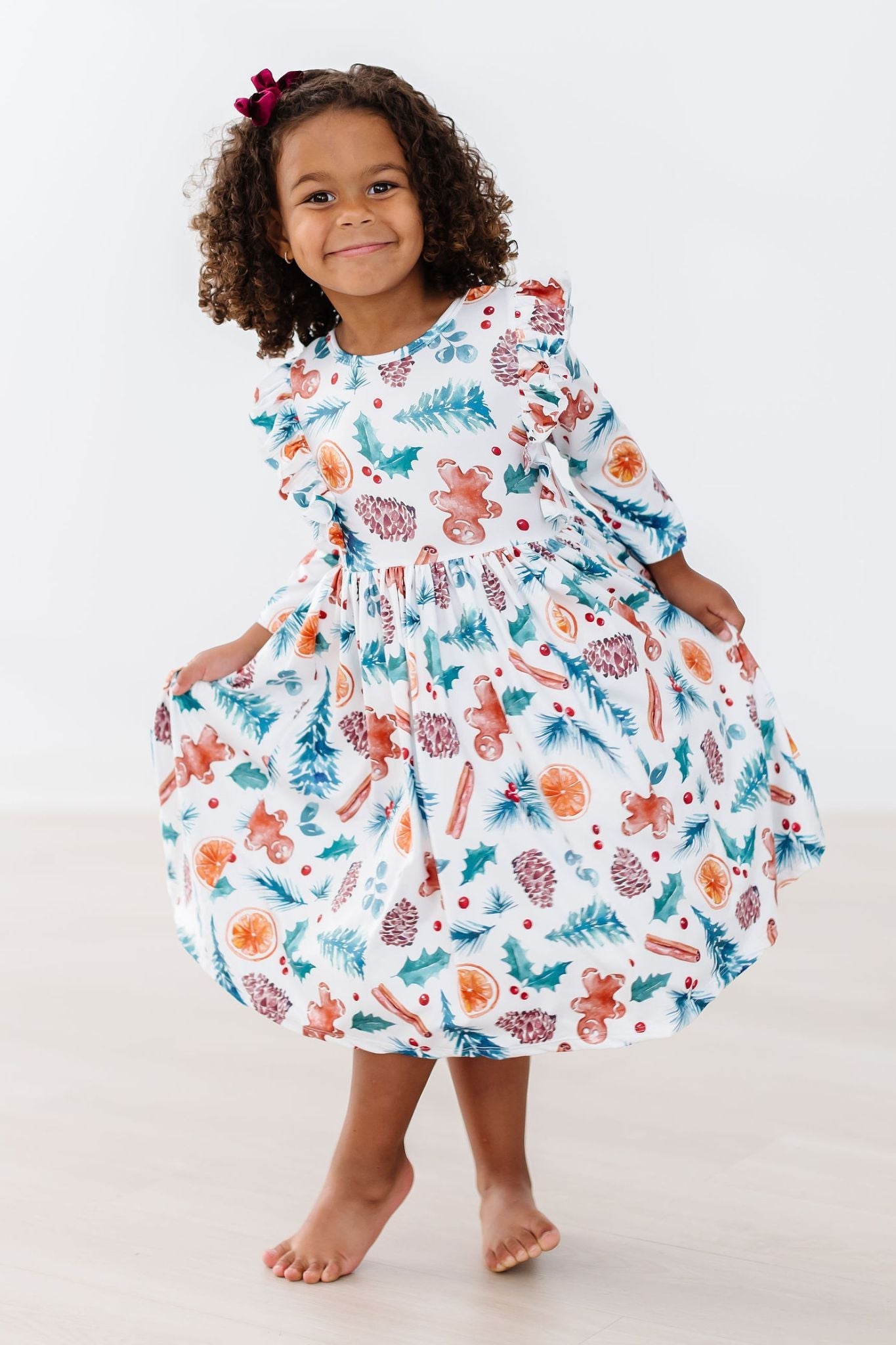 Classic Christmas Ruffle Twirl Dress