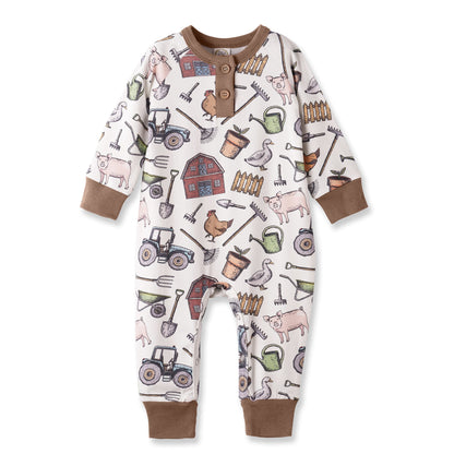 Farmer's Market Baby Henley Romper - Bamboo One Piece