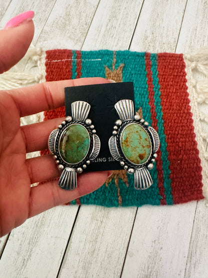 Navajo Royston Turquoise & Sterling Silver Post Earrings