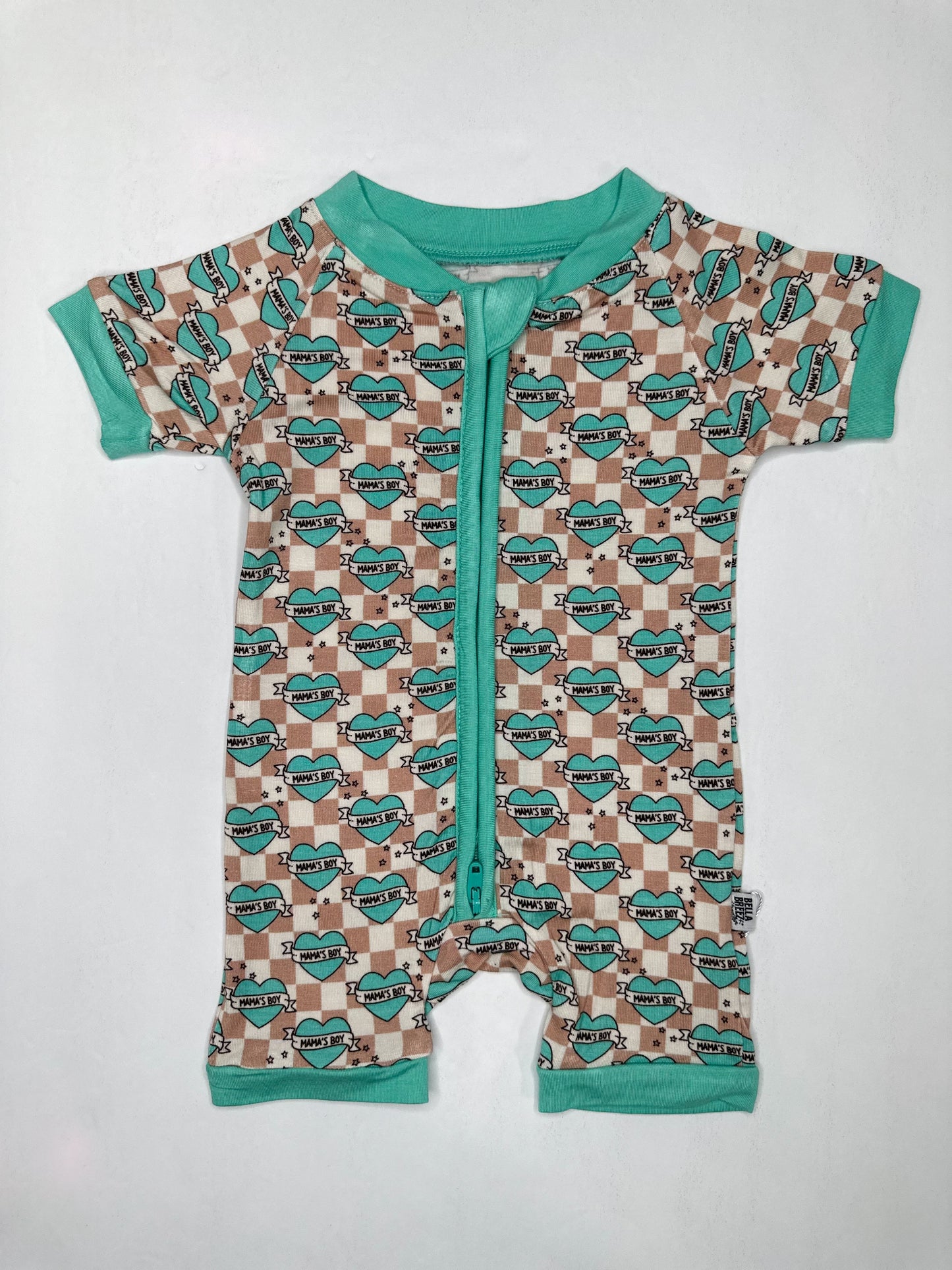 Checkered Mama's Boy Bamboo Shortie Romper