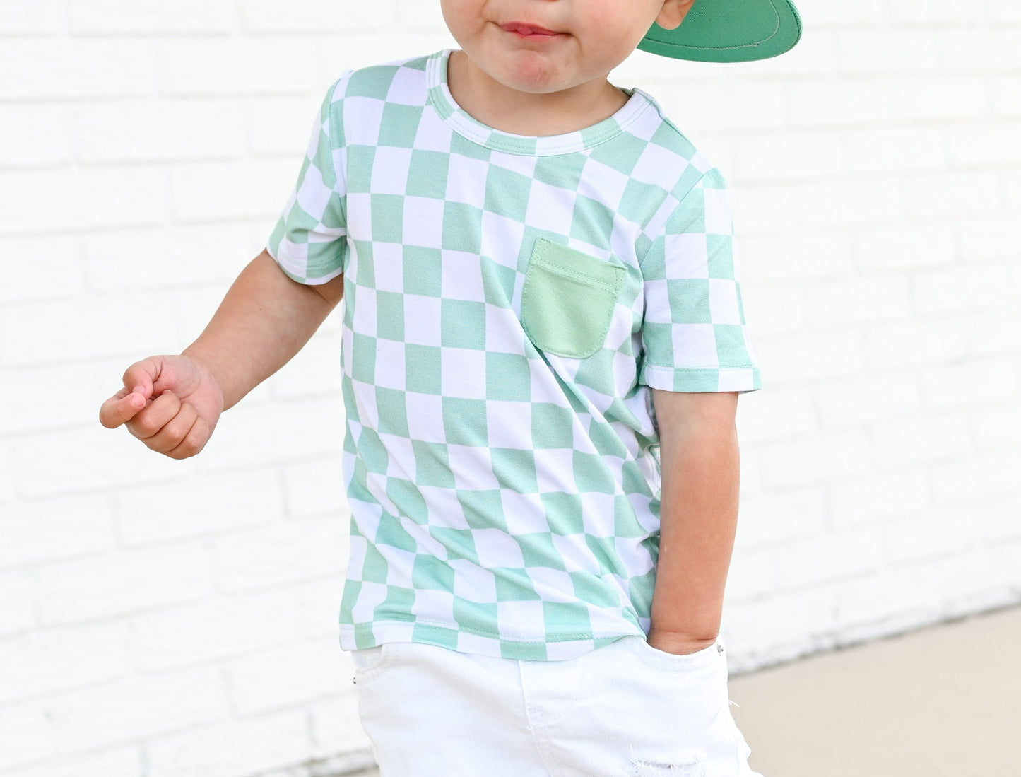 MINT CHECKERS DREAM POCKET TEE