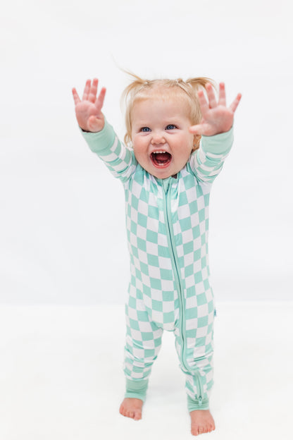 MINT CHECKERS DREAM ROMPER