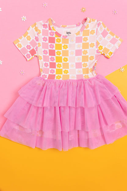 SUMMER SUNSET CHECKERS DREAM TUTU DRESS