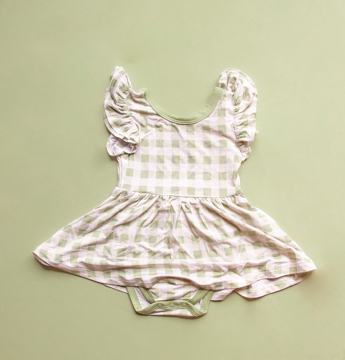 SAGE GINGHAM DREAM BODYSUIT DRESS