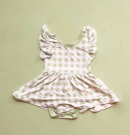 SAGE GINGHAM DREAM BODYSUIT DRESS