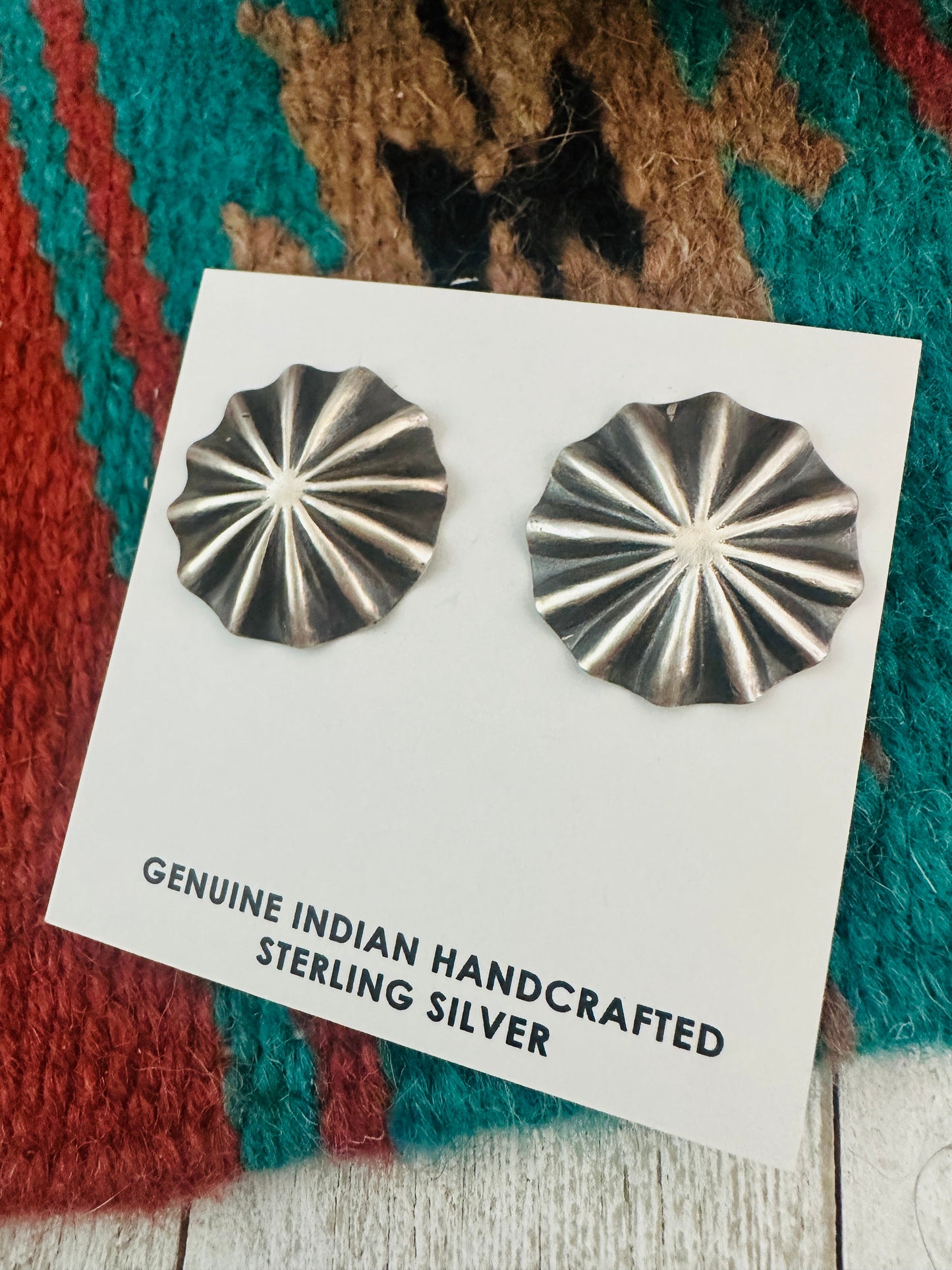 Navajo Sterling Silver Concho Post Earrings