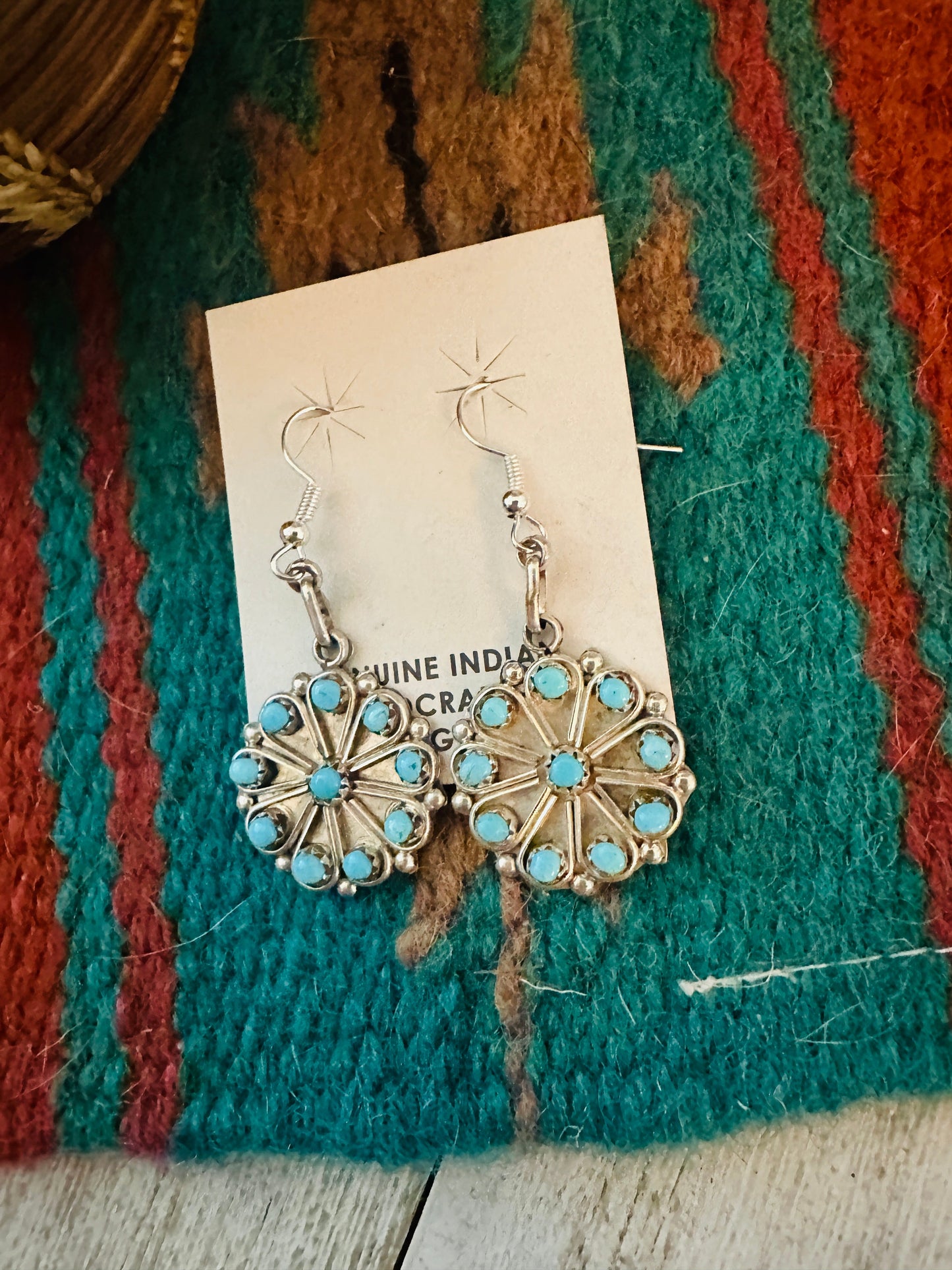 Navajo Turquoise & Sterling Silver Dangle Earrings