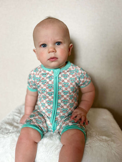 Checkered Mama's Boy Bamboo Shortie Romper