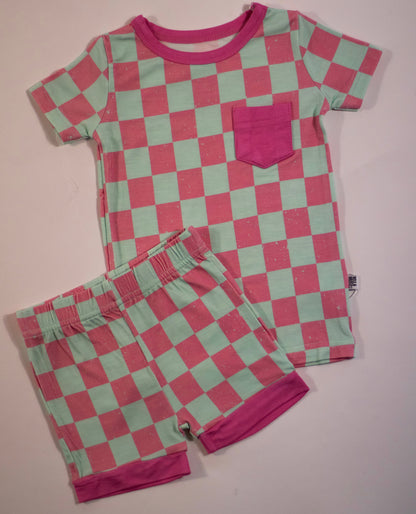 Bubblegum Checks Bamboo Short Set