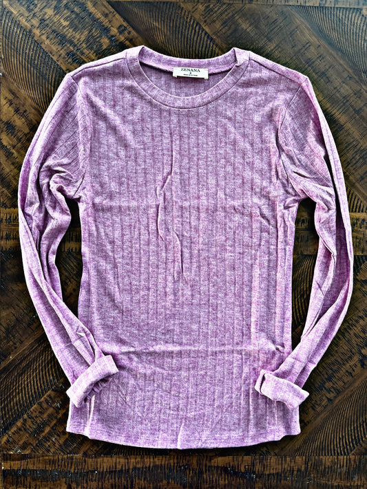 Plum Zenana Ribbed Top