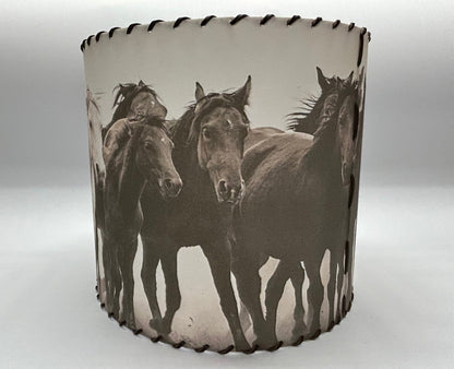 Horses in the Fog Lampshade