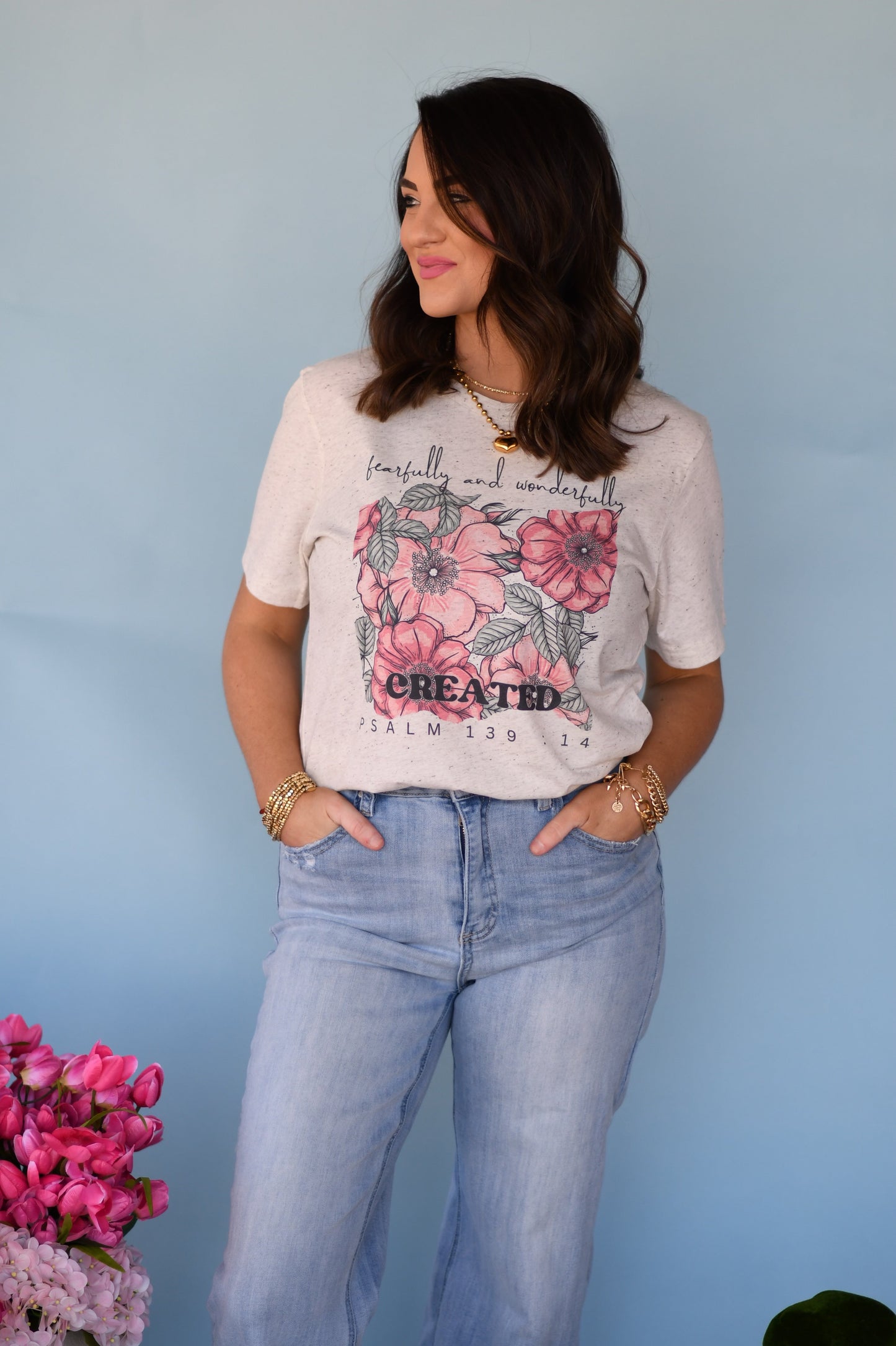 Fearfully And Wonderfully Created Floral Tee
