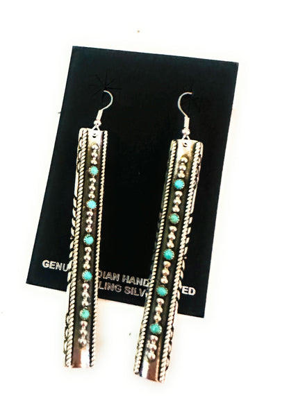 Navajo Turquoise & Sterling Silver Dangle Earrings