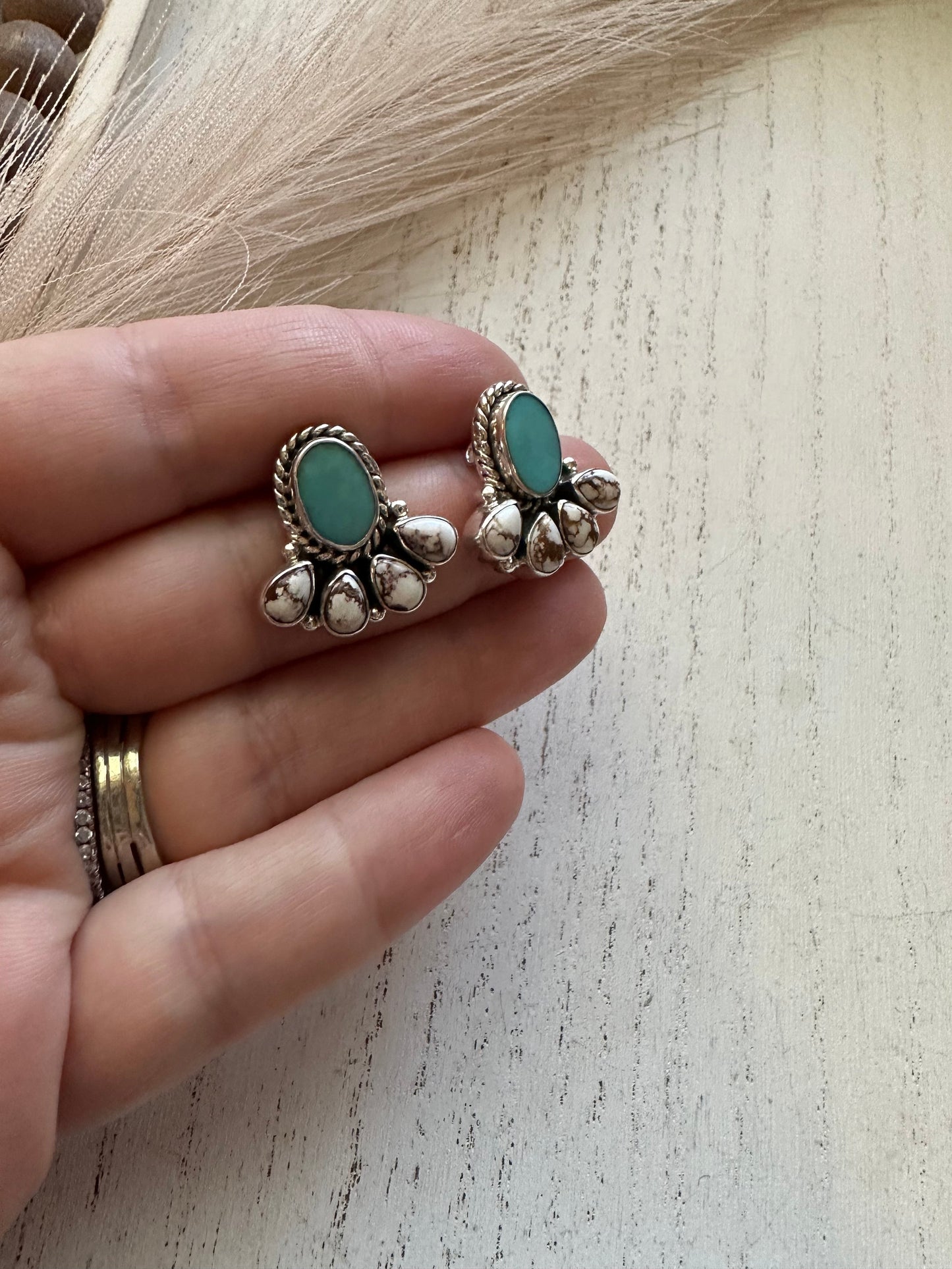 “Turquoise Gallop” Nizhoni Wild Horse, Turquoise & Sterling Silver Post Earrings