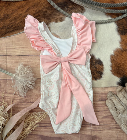 Western Paisley One Piece Bow Swimsuit