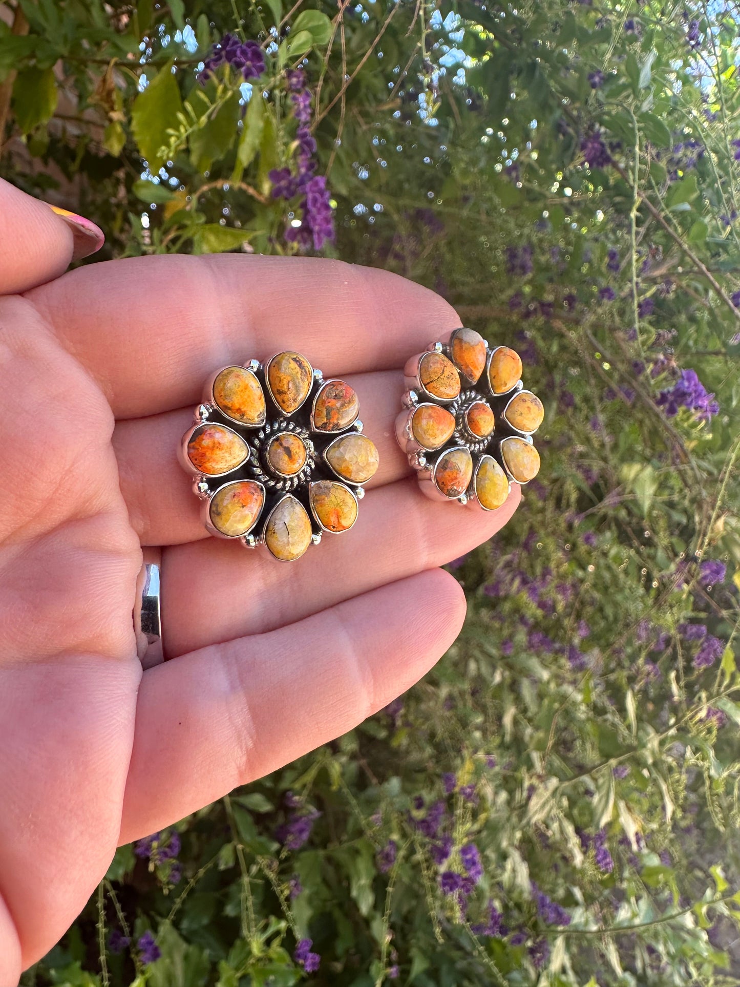 Handmade Bumble Bee & Sterling Silver Cluster Post Earrings