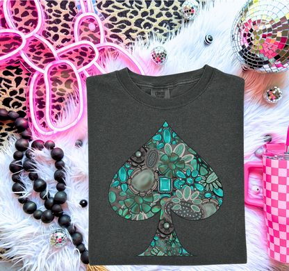 Turquoise Spade Comfort Colors Graphic Tee